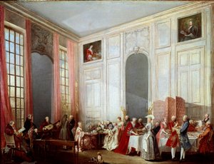 Middagthee in de Tempel door Michel Barthelemy Ollivier or Olivier