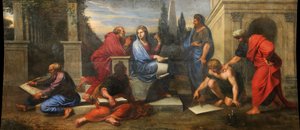 Aspasia te midden van de filosofen van Griekenland door Michel Corneille the Younger