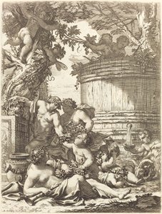 Putti met Druiven en een Zittende Bacchante door Michel Dorigny