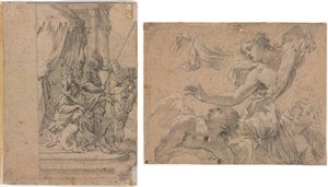 Studies van engelen (recto); Panthea voor Cyrus? (verso)