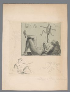 Ex libris van Emil W. Netter door Michel Fingesten (signed by artist)