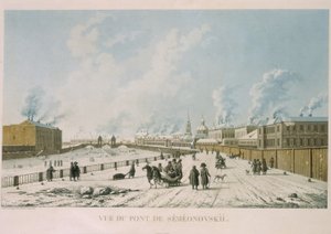 De Semyonovsky-brug in Sint-Petersburg, 1813 door Michel Francois Damam Demartrait