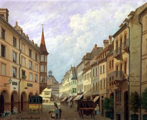 De Arcades, Grand Rue, Colmar, 1876 door Michel Hertrich