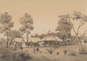 Het huisje, residentie van de gouverneur door Michel Jean Cazabon