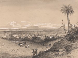 Dorp Arima en Mount Tamana door Michel Jean Cazabon
