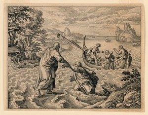 Christus loopt op de zee door Michel Lasne