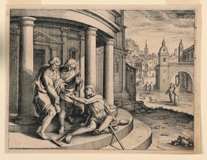 Petrus en Johannes bij de tempel door Michel Lasne