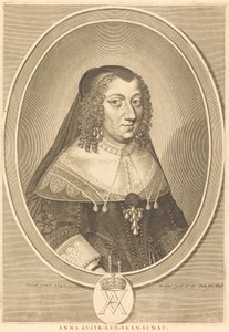 Anna van Oostenrijk door Michel Lasne after Jean Nocret