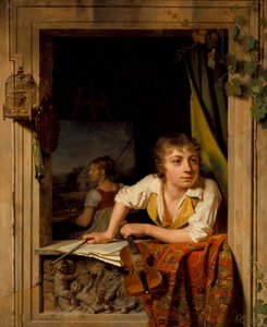 Schilderen en muziek (Portret van de zoon van de kunstenaar), 1800