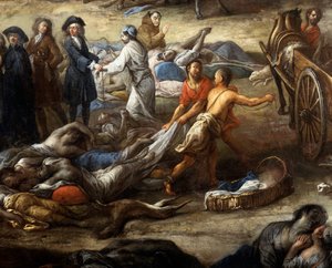 Zicht op de Cours (van Marseille) tijdens de pest van 1720 door Michel Serre