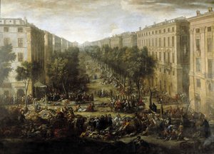 Zicht op de Cours (van Marseille) tijdens de pest van 1720