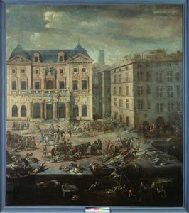Uitzicht op het Stadhuis van Marseille tijdens de Pest van 1720 door Michel Serre