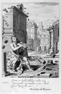 Amphion bouwt de muren van Thebe door de muziek van zijn viool, 1655