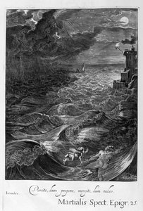 Leander zwemt over de Hellespont om zijn minnares Hero te ontmoeten, 1655
