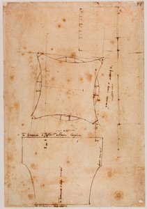 Plattegrond en opstand van een kapiteel, 16e eeuw door Michelangelo (after) Buonarroti
