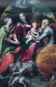 Madonna met Kind en st Barbara, c.1530 door Michelangelo Anselmi