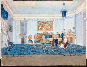 Uitzicht op de salon in de residentie van prinses Zinaida Alexandrovna Volkonskaia in Moskou door Michelangelo Barberi