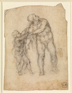 Aeneas en een Kind (recto) door Michelangelo Buonarroti