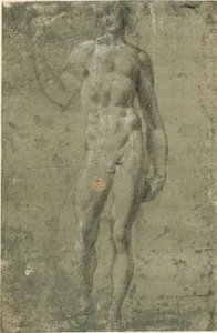 Bacchus (recto); Architecturale Schetsen (verso) door Michelangelo Buonarroti