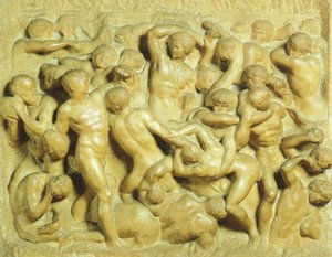 Slag van de Lapithen tegen de Centauren door Michelangelo, marmer door Michelangelo Buonarroti
