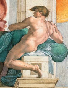 Ignudo Sixtijnse Kapel plafond in het Vaticaan, 1508-1512