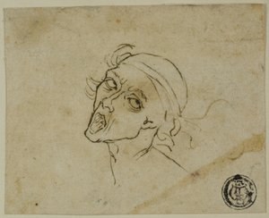 Mannelijk hoofd door Michelangelo Buonarroti
