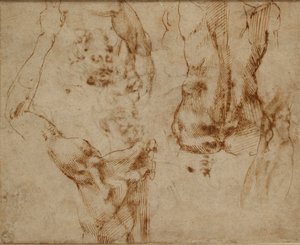 Naaktstudies, ca. 1490-1560 door Michelangelo Buonarroti