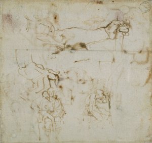 Pagina uit een Schetsboek, ca. 1490-1560 door Michelangelo Buonarroti