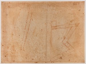 Plan van muren nabij de Poort naar St. Pier Gattolini door Michelangelo Buonarroti
