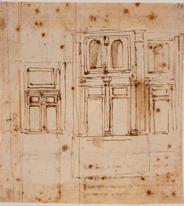 Wandvoorzichten voor de vestibule van de Laurenziana door Michelangelo Buonarroti