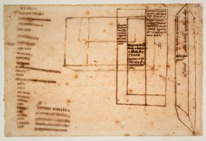 Schetsen van marmerblokken voor het graf van Julius II door Michelangelo Buonarroti