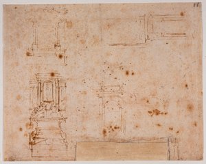 Studies van grafmonumenten voor de Nieuwe Sacristie door Michelangelo Buonarroti