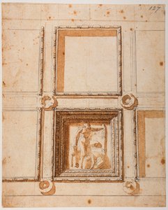 Studie voor de koepeldecoratie voor de Nieuwe Sacristie door Michelangelo Buonarroti