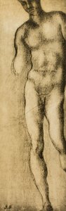 Studie van een mannelijke figuur door Michelangelo Buonarroti