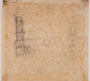 Studie van dubbele grafmuur voor de Nieuwe Sacristie door Michelangelo Buonarroti