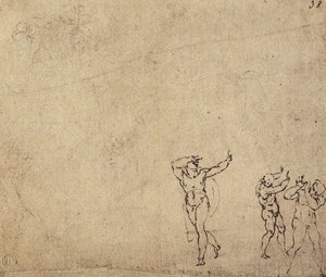 Studie van naaktfiguren: tekening door Michelangelo