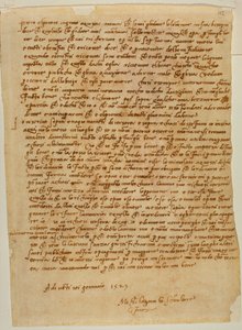 Tabernakel met nis, brief van Michelangelo aan Piero Gondi door Michelangelo Buonarroti