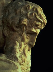 De Geest van Overwinning door Michelangelo Buonarroti, detail van een onvoltooid hoofd (detail)