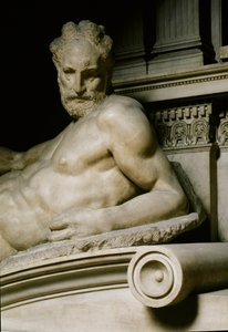 De Schemering Allegorie. Graf van Laurent II van Medicis. Marmeren sculptuur 1531