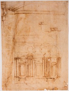 Wandprospectus voor de Laurentiaanse nis door Michelangelo Buonarroti