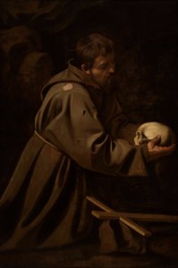 Sint Franciscus in Meditatie door Michelangelo Caravaggio