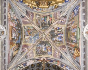 Gewelf van het koor met scènes uit het leven van de Maagd Maria door Michelangelo Carminati