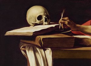 Sint Hiëronymus, schrijvend (detail)