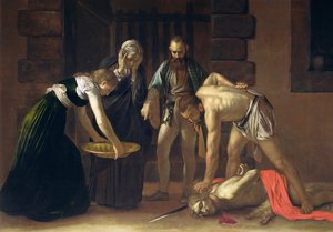De onthoofding van St. Johannes de Doper, 1608 (detail) door Michelangelo Merisi Caravaggio