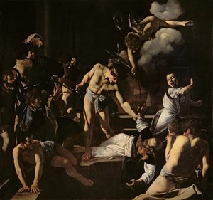 Het martelaarschap van St. Mattheüs, 1599-1600 door Michelangelo Merisi Caravaggio
