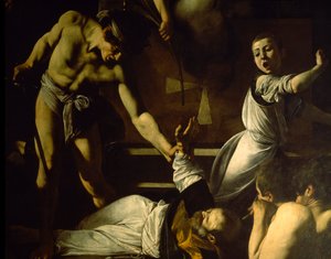 Het Martelaarschap van St. Mattheüs (detail), 1599-1600 door Michelangelo Merisi Caravaggio