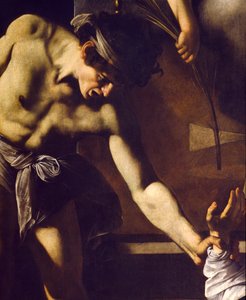 Het martelaarschap van St. Mattheüs (detail) door Michelangelo Merisi Caravaggio