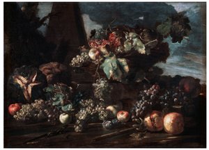 Stilleven met Druiven door Michelangelo Pace del Campidoglio