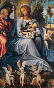Rust in Egypte, centraal paneel van het Drieluik van Troost, toegeschreven aan Michele Cavaro (1517-1584)