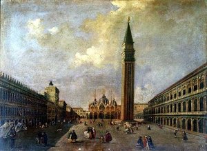 Het San Marcoplein met de Campanile door Michele (attr. to) Marieschi